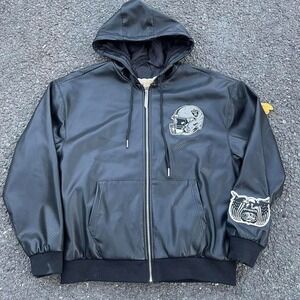 1990s Jeff Hamilton Oakland Raiders Premium Leather Zip Up jacket size XL
